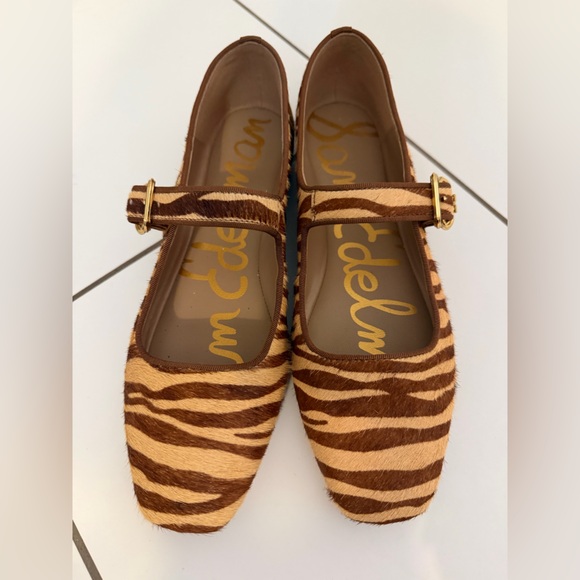 Sam Edelman Michaela Mary Jane Flats Zebra print cow hair fur Size 7.5 NWOT - Picture 4 of 10